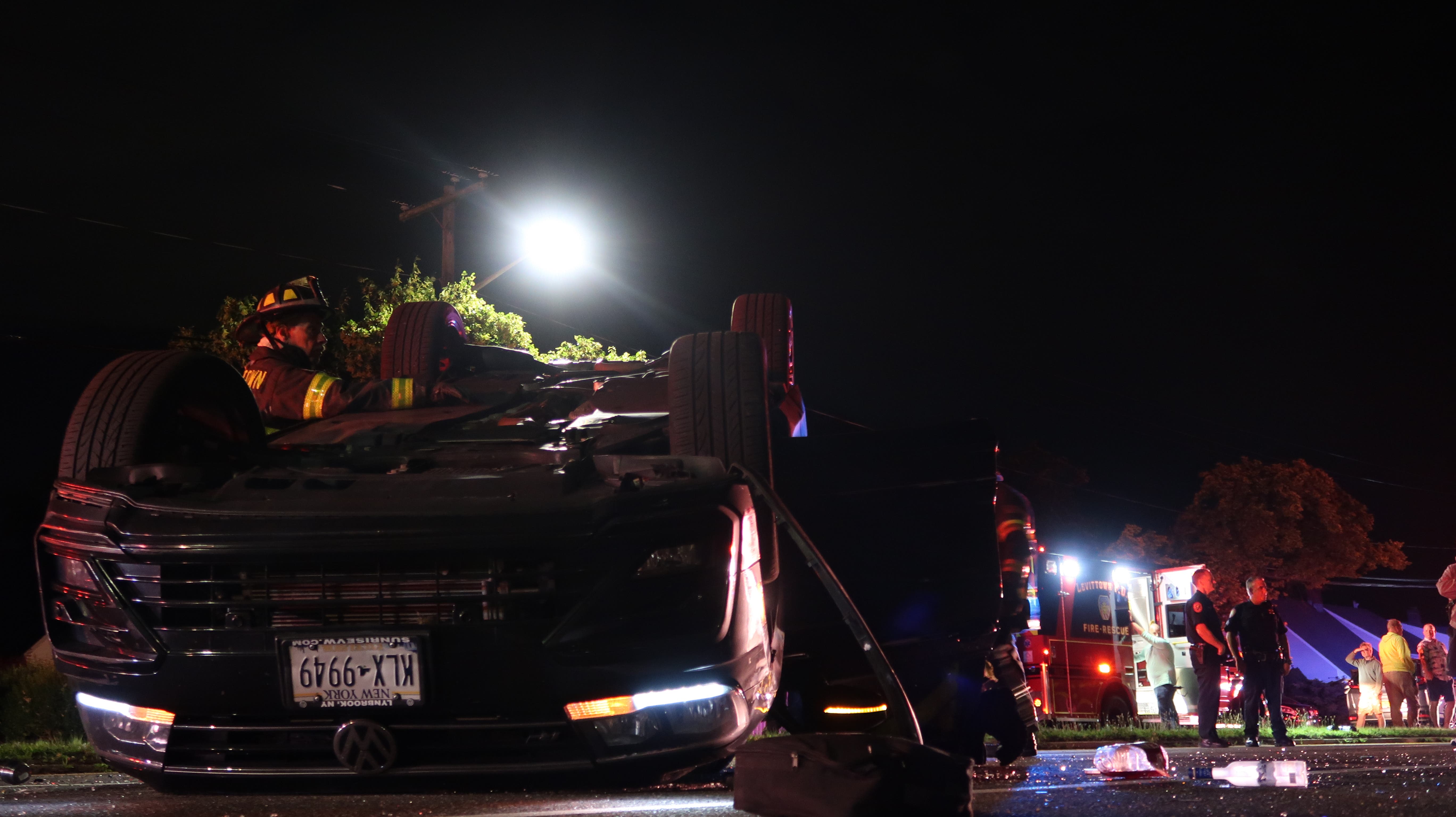 The Volkswagen SUV overturned on Jerusalem Ave.