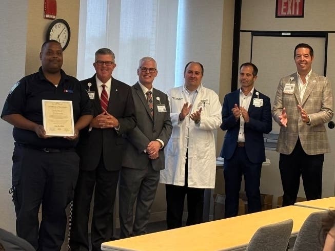 Hartford HealthCare St. Vincent's Medical Center presented the awards to more than 40 first responders.