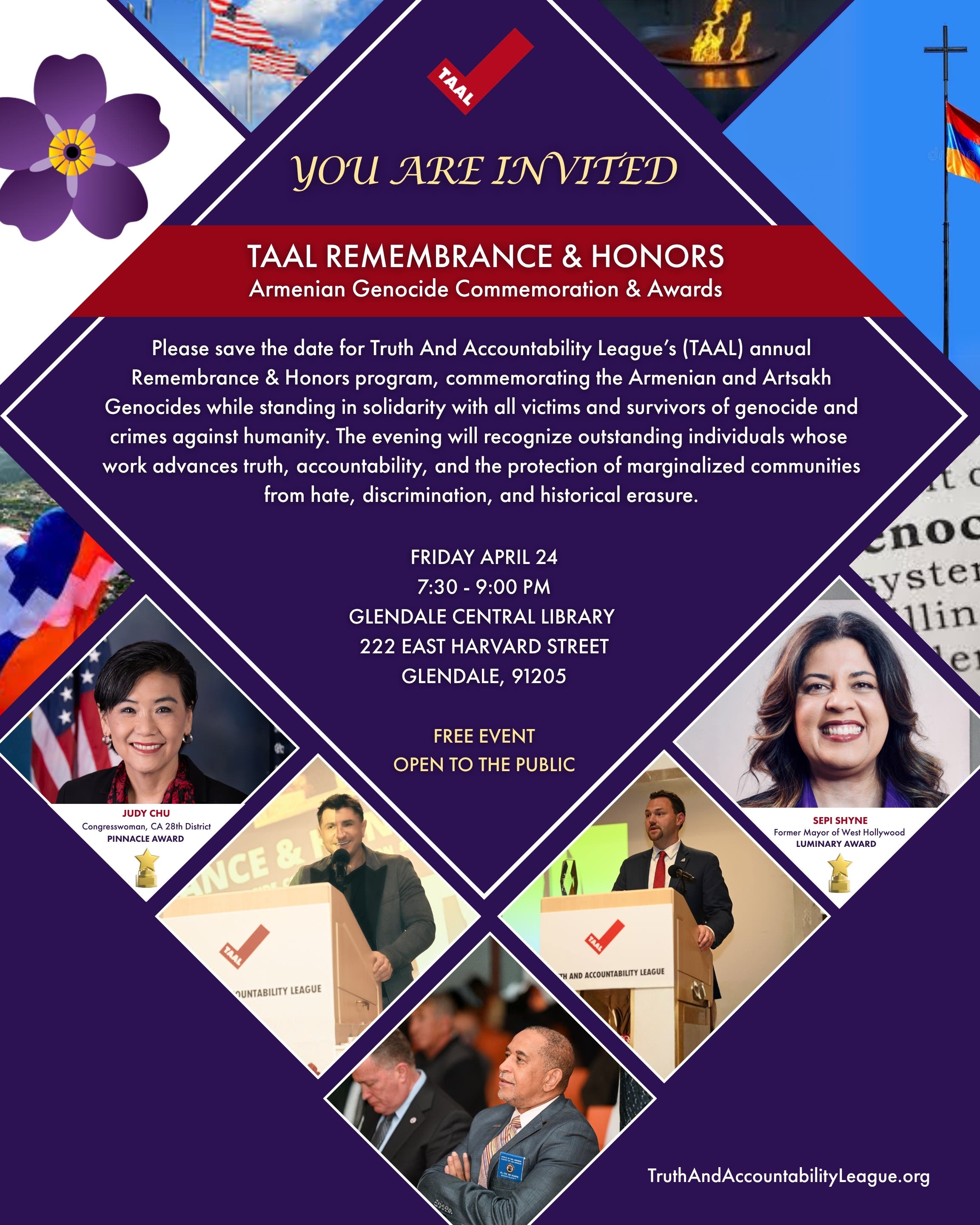 TAAL Remembrance & Honors: Armenian Genocide Commemoration & Awards