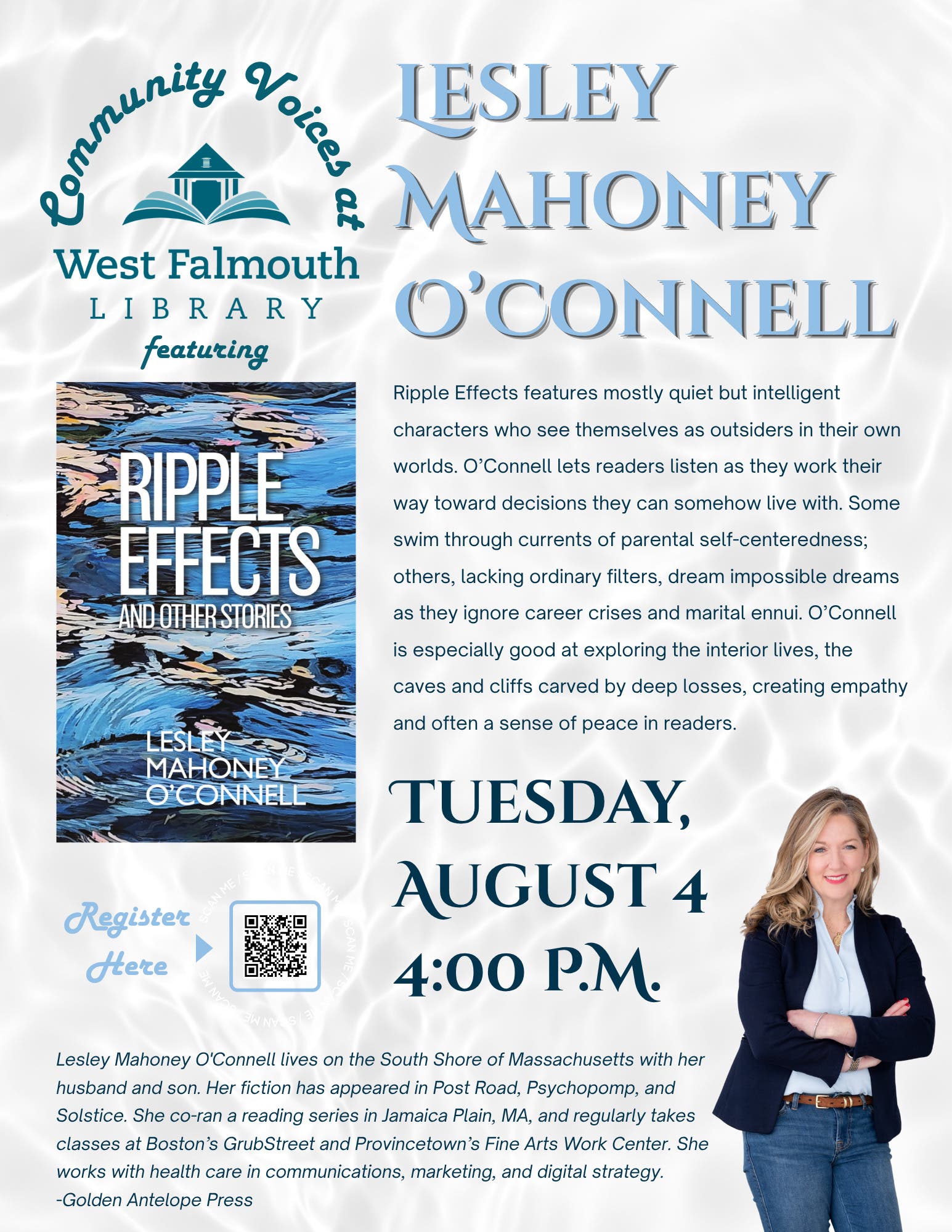 Community Voices: Lesley Mahoney O’Connell Presents Ripple Effects and Other Stories