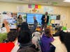 Lieutenant Governor Antonio Delgado answers questions from 4th Graders at Claremont School. 