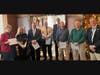 New Members.  L-R: Valerie Sink accepting on behalf of her brother, Burton Sullivan, Mrs. Sonia McWIlliams, John McWilliams, back row-Douglas R. Greenwood, Robert McNiel, Douglas Greenwood, Matthew Grinnell, Michael Grinnell, President Ken Bonner