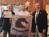 Award of a Lee's Legion Guidon to Kurtis Schwoerer.  L-R:  Barry Schwoerer, Kurtis Schwoerer, Ken Bonner