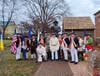 VIrginia SAR attenees in front of the George Washington Statue.  Barry Schwoerer-Sgt Maj John Champe Chapter 5th from right back row