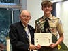 Presentation of SAR Certificate and patch to John Anderson. L-R:  Barry Schwoerer, John Anderson