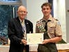 Presentation of SAR Certificate and patch to Christopher Currie.  L-R:  Barry Schwoerer, Christopher Currie