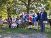 Wreath Presentations.  SMJC Chapter President Barry Schwoerer 4th from right;  NSSAR Secretary General Michael Elston far right,   Ken Bonner 2nd from right