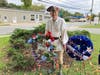 Sgt Maj John Champe Chapter President Barry Schwoerer next to the Chapter wreath presented in honor of Robert Carter III