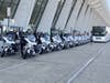 Fairfax County Police motorcyles prepared to escort buses with veterans