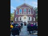 Carpenters Hall Philadelphia.   SAR Historian General Jeffery Thomas addressing the crowd