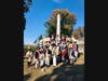 SAR team assembled at the grave of Charles Thomson.  Ken Bonner, Sgt Maj john Champe Chapter from Loudoun County is at top row, center in line with the monument