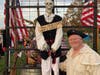 SMJC member Warner Workman with the replica skeleton of Major John Andre, British officer who conspired with Benedict Arnold.  He was captured, tried for treason and hung