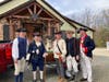Outside the Events Venue at the Winery at LaGrange with a replica Liberty Bell mounted on a trailer. L-R:  Jim Watts, Don McAndrews (Dressed as Benjamin Franklin), Mark Sink, Barry Schwoerer, Ken Bonner
