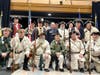 The SAR Color Guard.  L-R: Front:  Tom Hamil, Barry Schwoerer, Sean Carrigan, Dale Corey, Chip Daniel, Robinson. Back: Bill Schwetke, Mike Dennis, Joe Dooley, Bill Tugman, Bill Greaf, Mark Crain, Jim Cordes, Paul Christensen, Marc Robinson