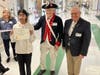 3rd place check and certificate presented to Yashasvi Chitturi.  L-R;  Paula Schwoerer, Yashasviu Chitturi, Barry Schwoerer, Martin Johnson
