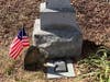 Headstone of Captain Jeremiah Smith with Patriot marker at the base