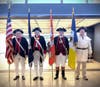 SAR Honor Guard at Dulles.  L-R:  Barry Schwoerer, Jim Cordes, Paul Christensen, Steve Van Deusen