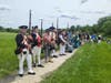 Honor Guard presenting arms during presentation of Colors.  L-R: Paul Christensen, Jim Cordes, Kelly Ford, Bill Tugman, Dale Corey