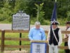 Dedicating the New Sign. L-R:  John Laycock, Barry Schwoerer