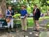 Presentation of Flag Retirement Certificates by Barry Schwoerer to Richard Ryan and Tim Murphy
