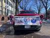 Front of tow vehicle showing front banner