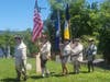 Advancing the colors.  Ken Bonner from the SMJC Chapter carrying the National flag