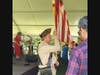 Ken Bonner presenting colors for the National Anthem