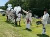 Replica black powder flintock musket and rifle volley in honor of Patriot Larrick
