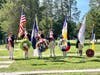 Presentation of Colors.  SMJC member JIm Watts carrying the SAR 250 flag on the right of the formation