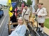 Preparing to start the parade:  Front:  Paula Schwoerer, back L-R. Vian Peri, Steve Van Deusen, Ken Bonner