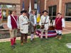 The Sgt Maj John Champe Chapter SAR Reading team.  L-R: Barry Schwoerer-MC, Bob Anderson-reader, Ken Bonner-reader, Steve Van Deusen-reader, Warner Workman-bell ringer