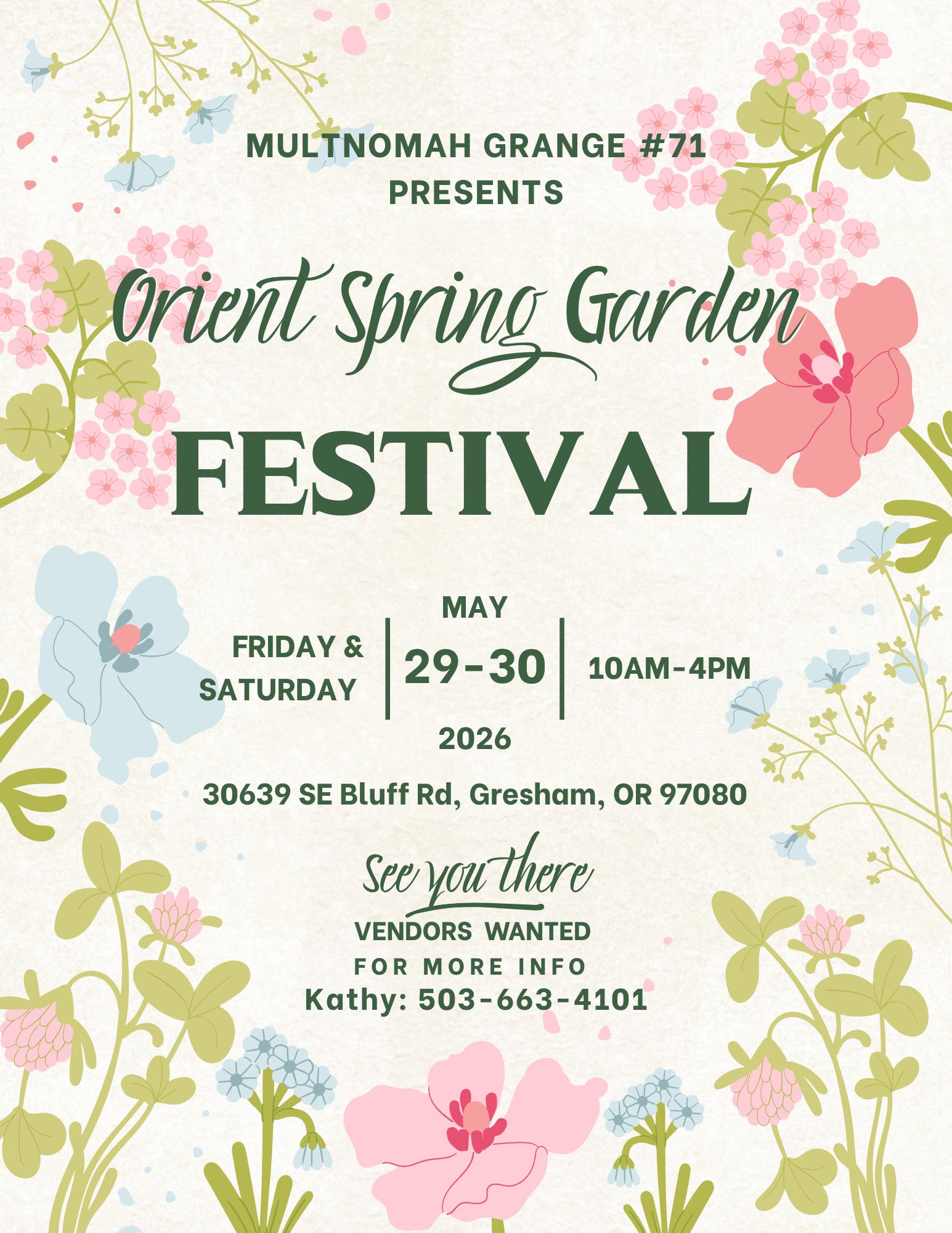 Orient Spring Garden Festival at Multnomah Grange #71