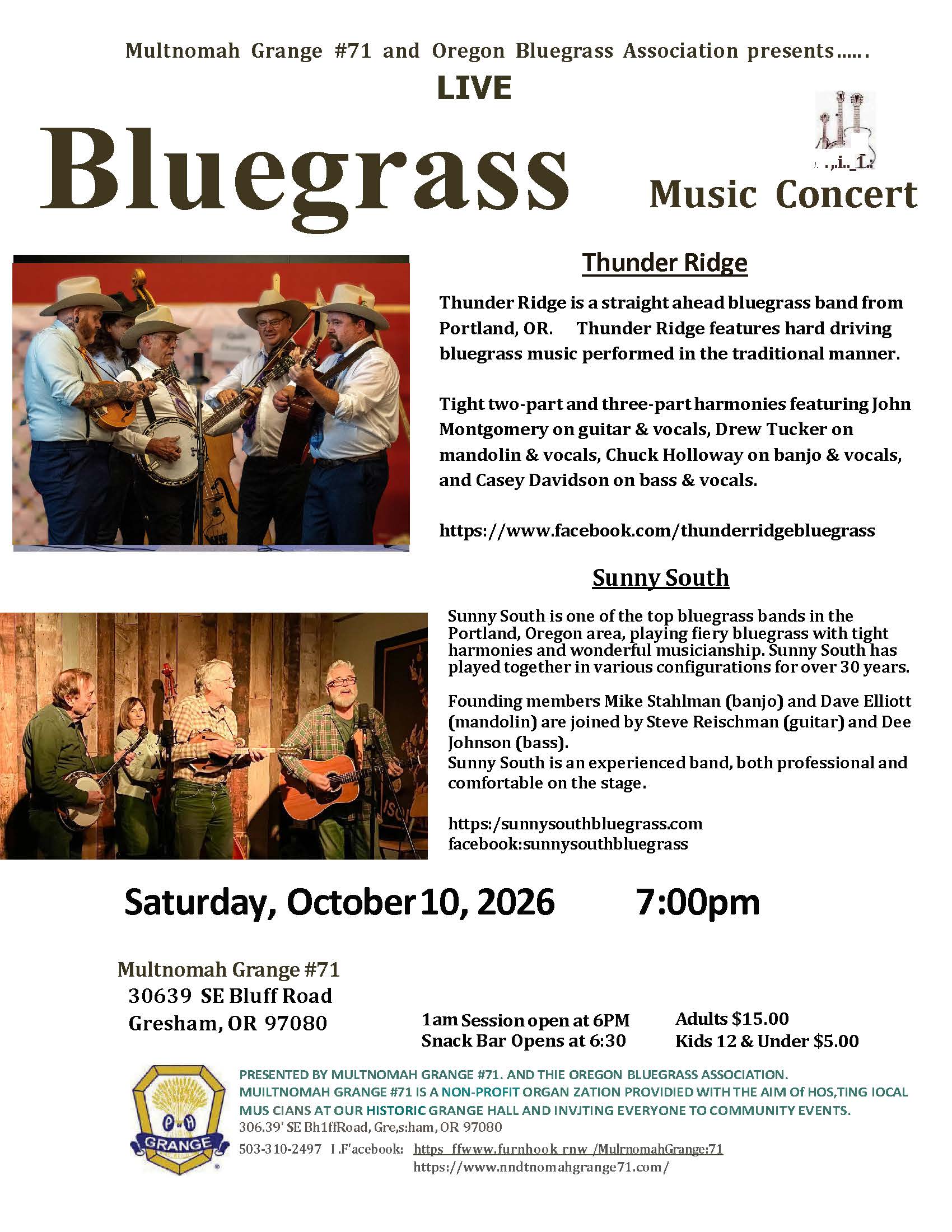 Bluegrass at Multnomah Grange #71