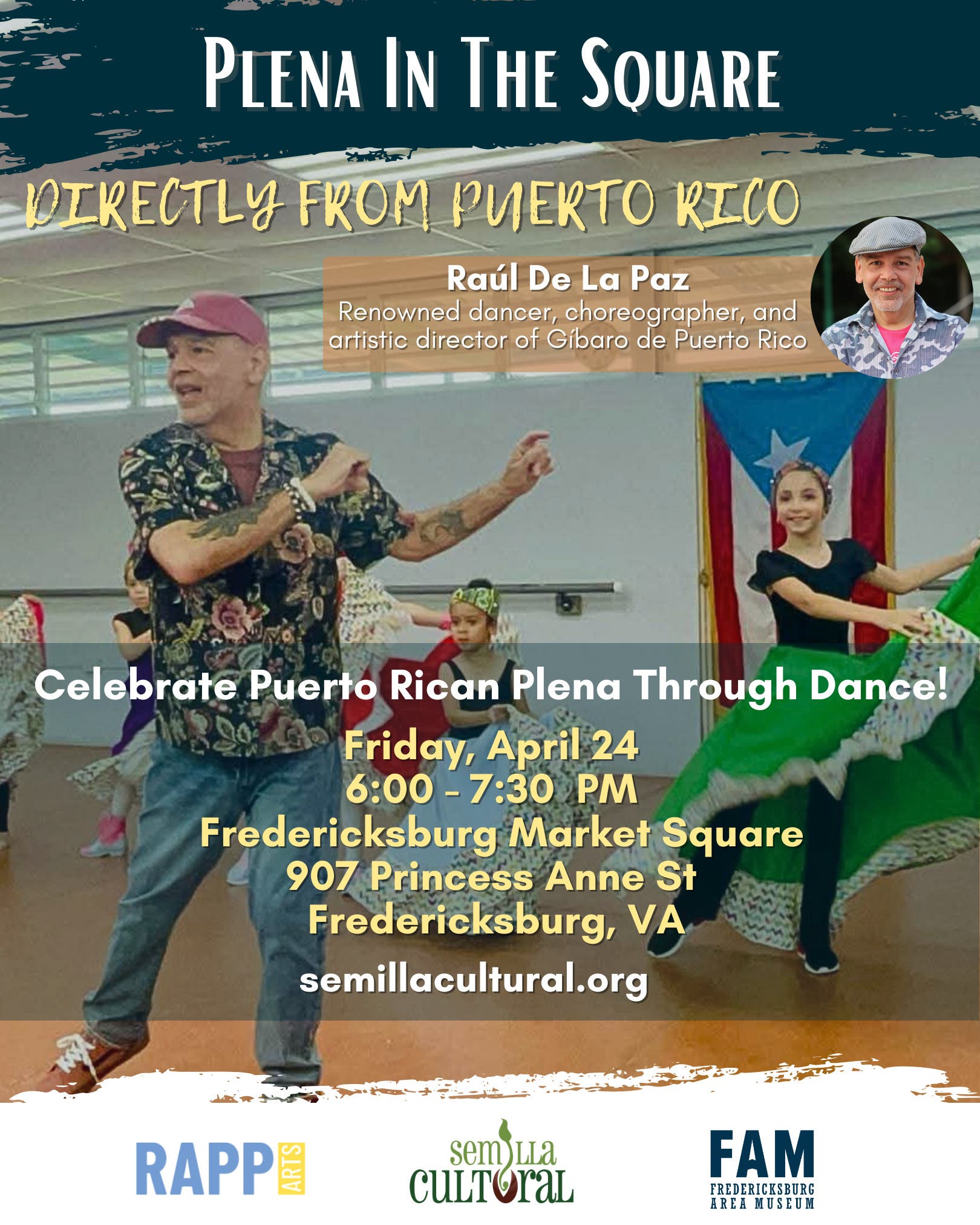 Plena in the Square: Puerto Rican Dance Workshop with Raúl De La Paz