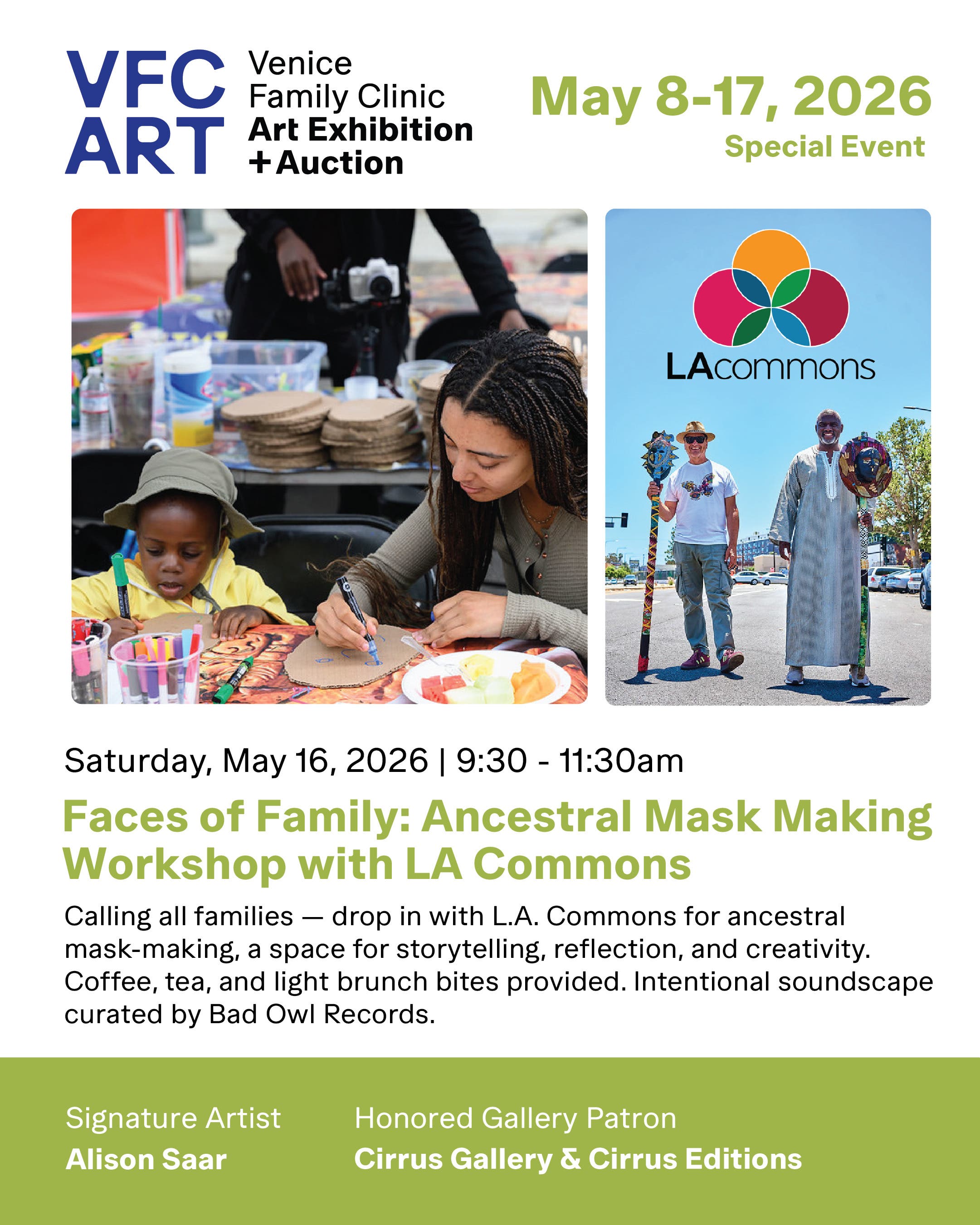 Venice Family Clinic’s Art Exhibition + Auction - Faces of Family: Ancestral Mask Making Workshop wi