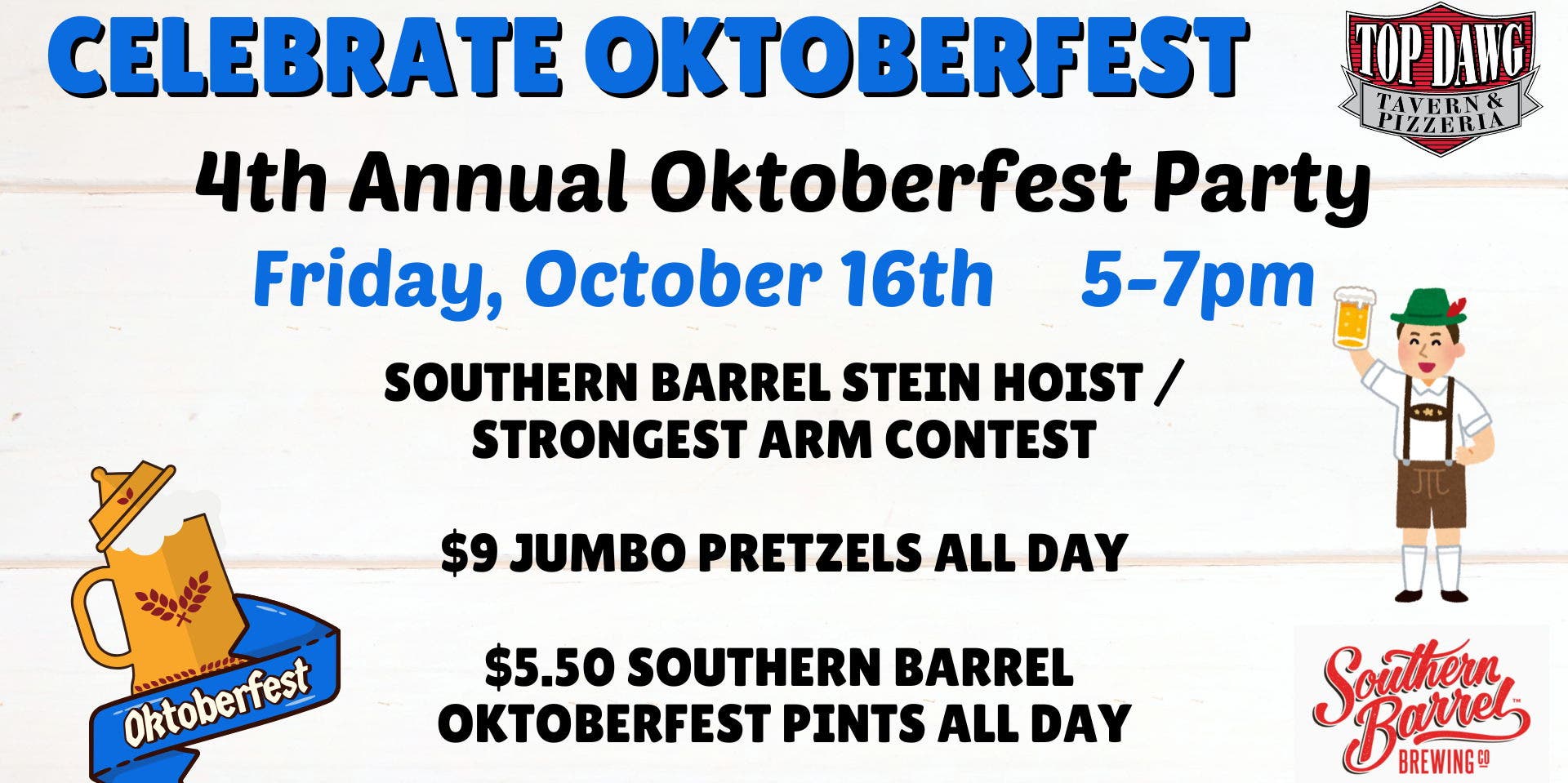 Oktoberfest Party at Top Dawg Tavern & Pizzeria on Hilton Head Island