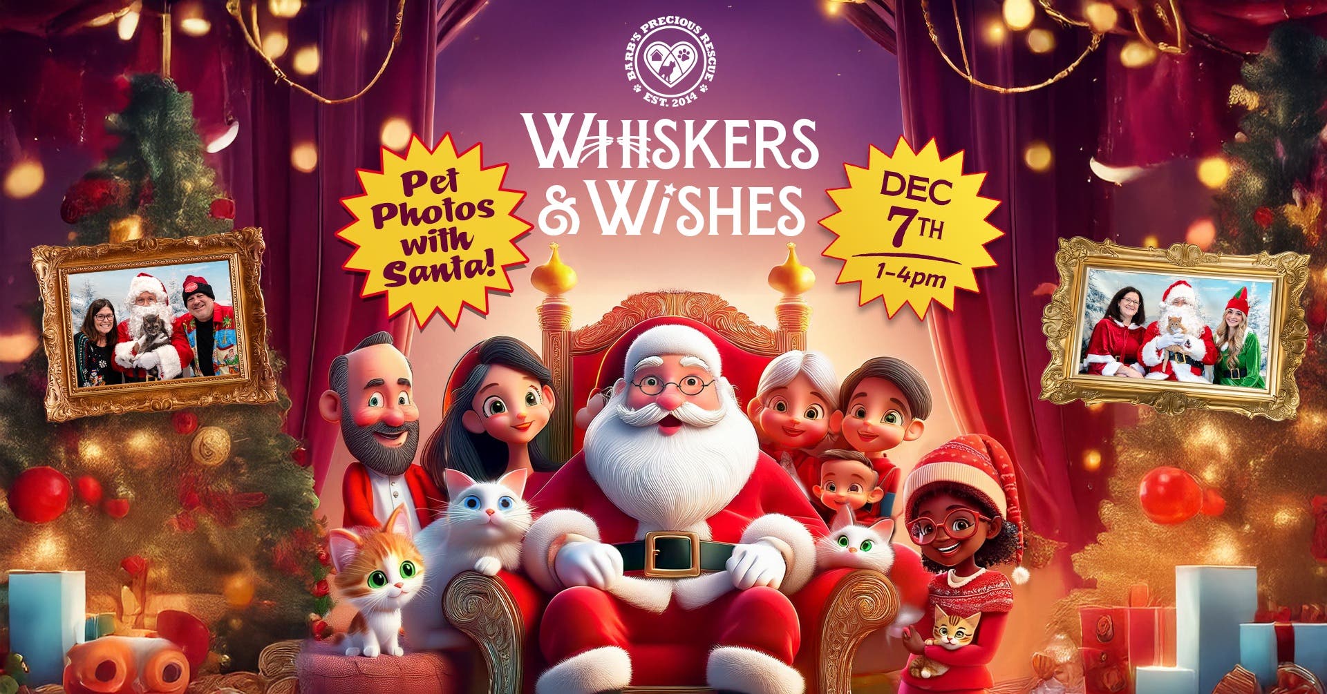 Whiskers & Wishes Pet Photos with Santa at Barb’s Precious Rescue