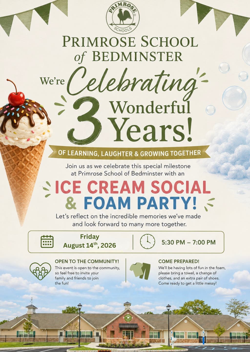 Primrose School of Bedminster Ice Cream Social & Foam Party