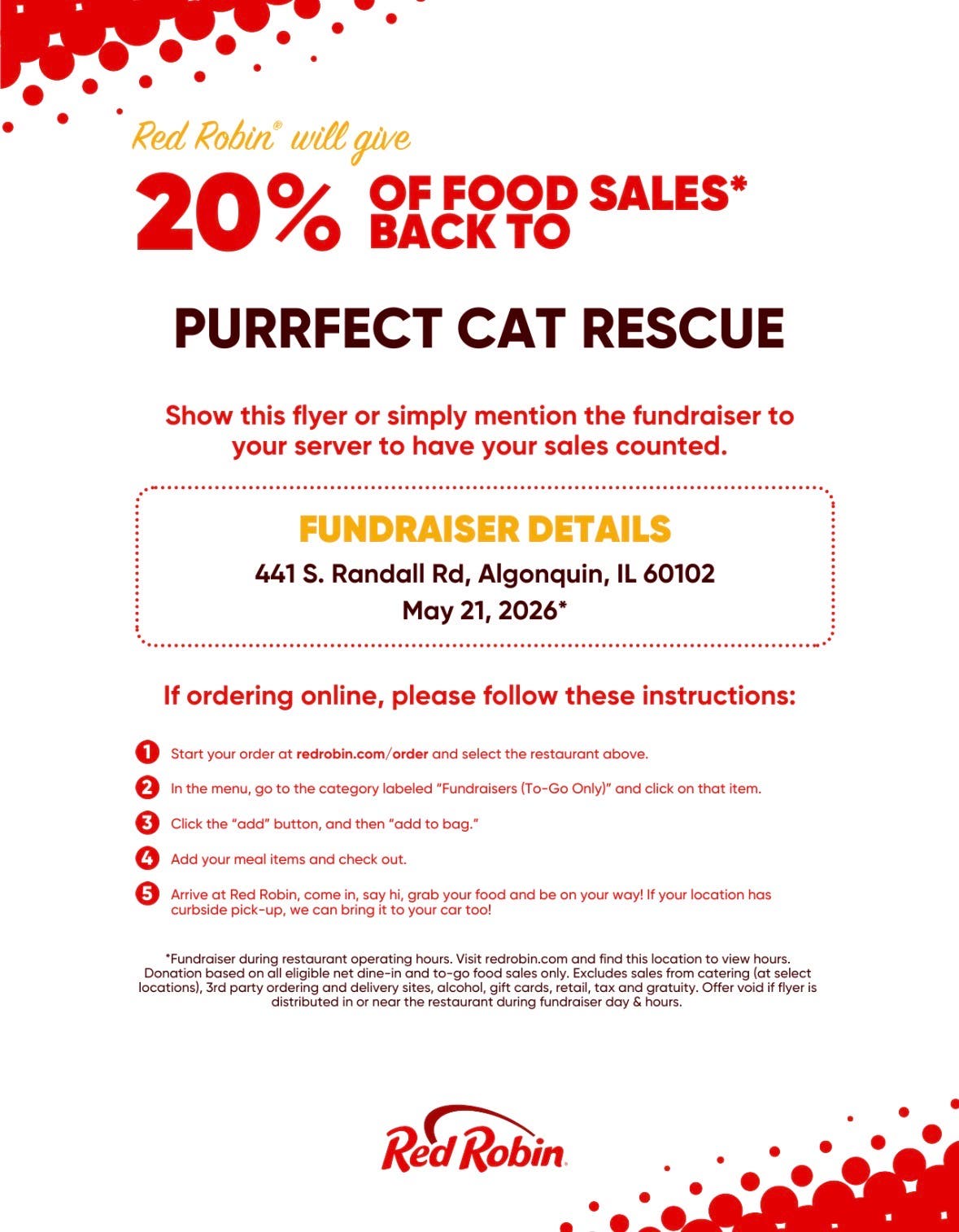 Purrfect Cat Rescue Fundraiser at Red Robin