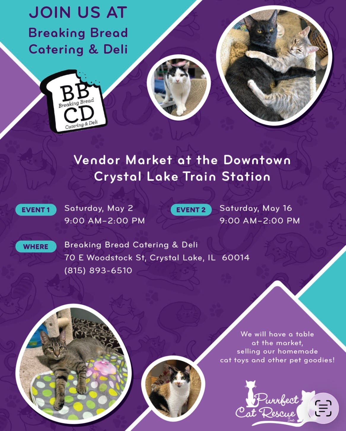 Purrfect Cat Rescue at Vendor Market at the Downtown Crystal Lake Train Station