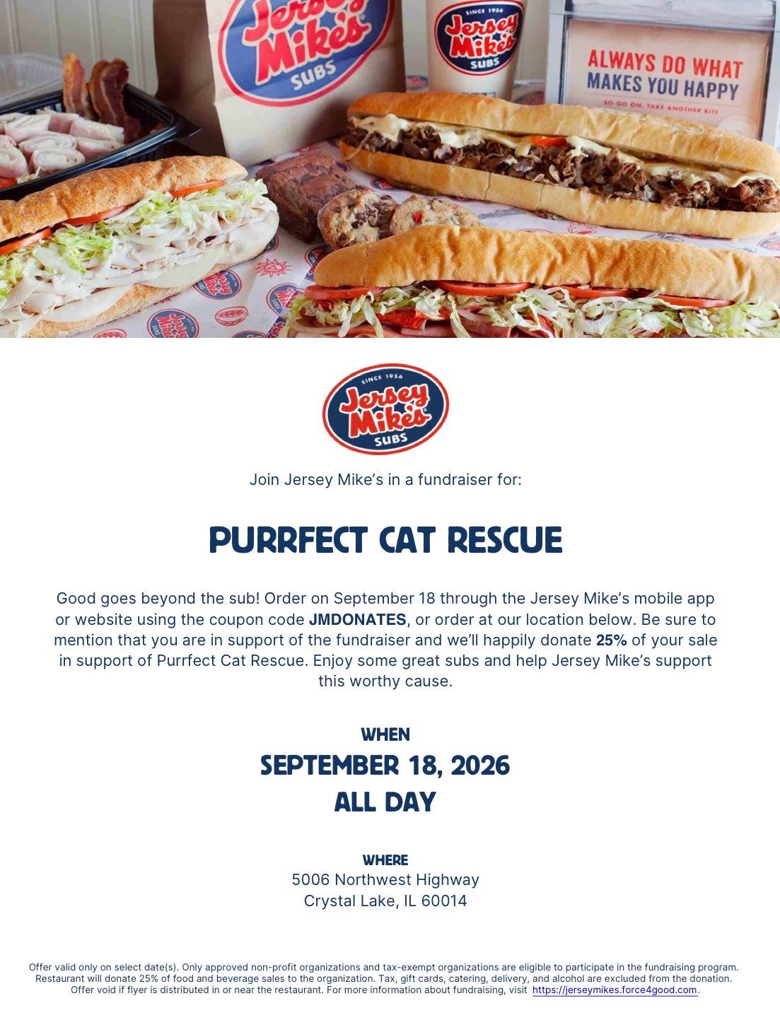 Purrfect Cat Rescue Fundraiser at Jersey Mike’s