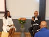 Dr. Sherri Johnson, host of the CareSparc Community Connections Strategic Breakfast, chats with keynote Speaker Adam Taliaferro, Director of Community Engagement for Johnson & Johnson at New Jersey Institute of Technology