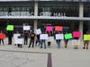 Protestors chanted outside of city hall on Friday.