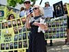 Amanda Faith was one of many parents who lost a child to gather outside Snapchat Headquarters in Santa Monica Friday afternoon to protest and bring awareness to the dangers of the app.