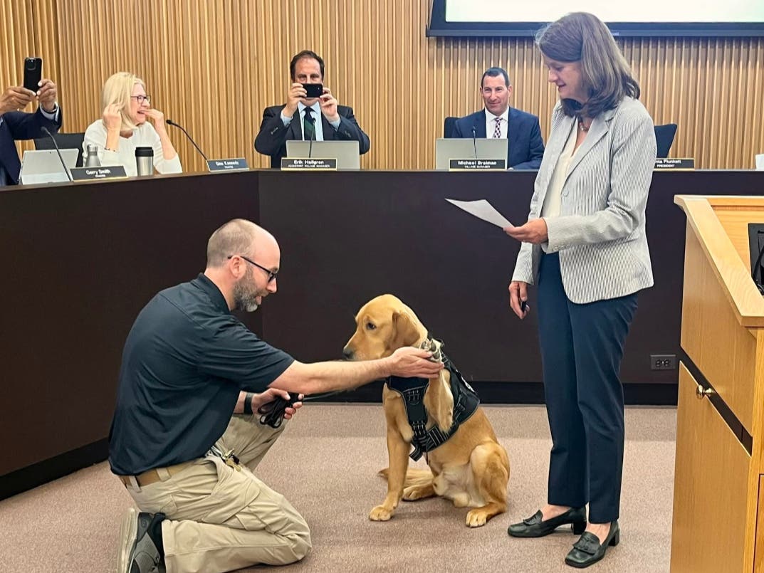 Gizmo, a two-year-old half-lab and half-golden retriever, will assist investigators in locating digital devices for criminal investigations.