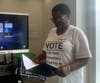Family Fun Day attendees learned about the importance of civic participation from Valerie Pierce of the NAACP Oranges & Maplewood Branch.