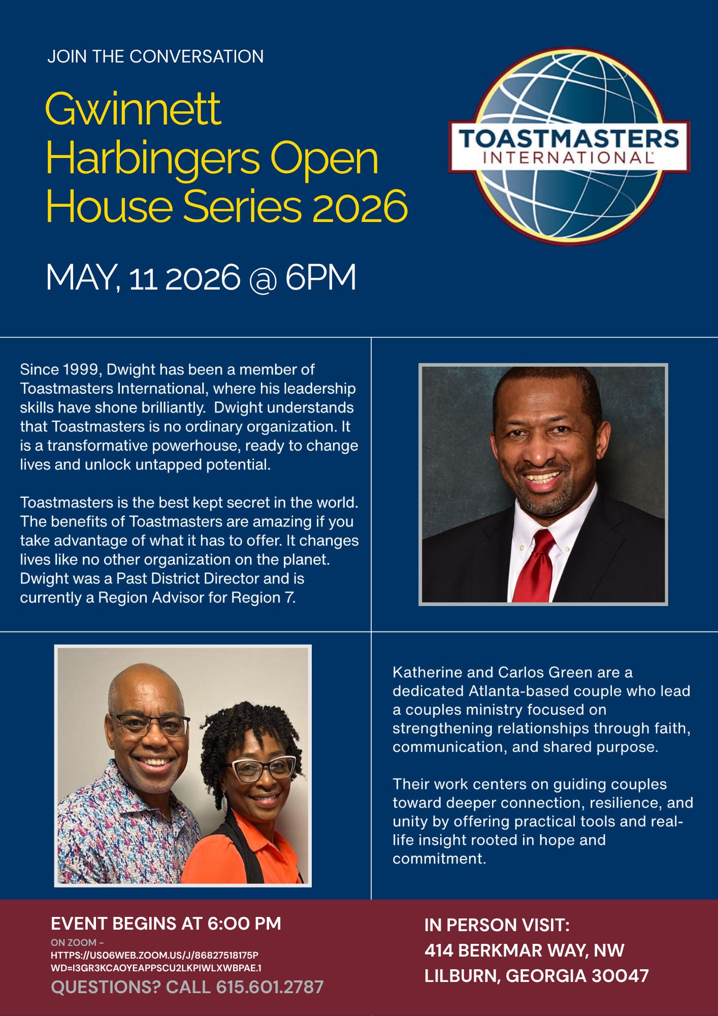 Gwinnett Harbingers' Toastmasters Open House Series - 2 powerful topics re RELATIONSHIPS AND LEADERS