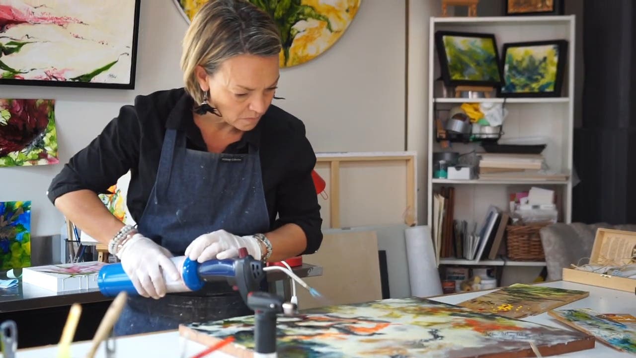Encaustic Art Demonstration with Pascale Bouchard at Reeves-Reed