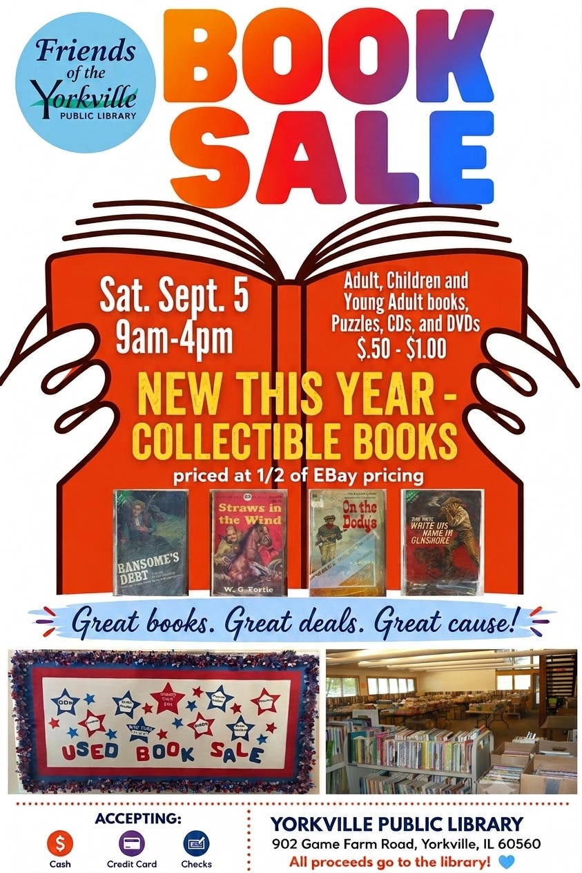 Uncover Hidden Gems & Classic Reads At Yorkville Public Library’s Highly Anticipated Used Book Sale!