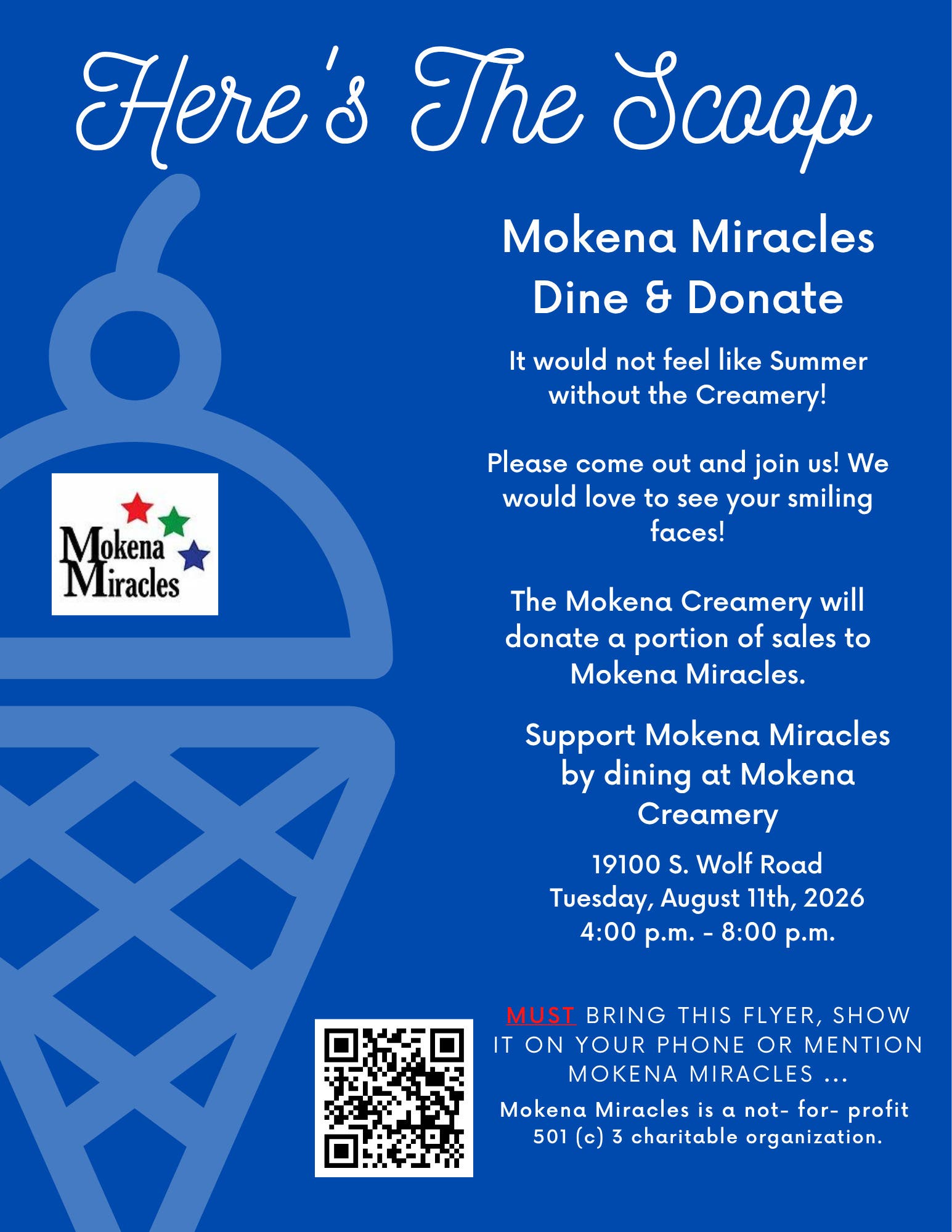 Dine & Donate @ Mokena Creamery for Mokena Miracles